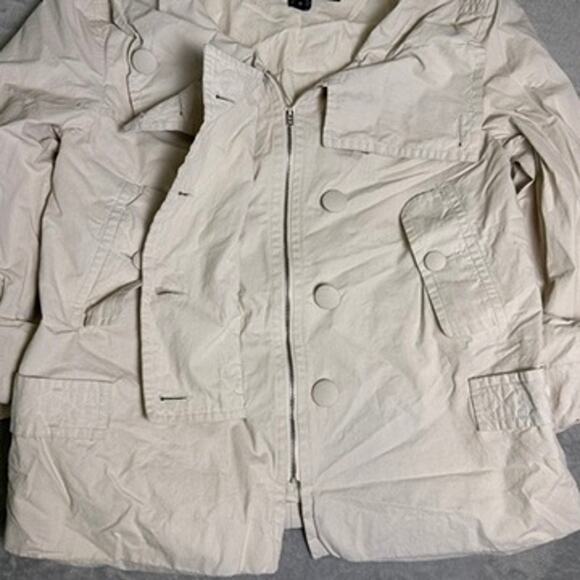 French Connection Ivory Peacoat Womens 6 100% Cotton Double Breasted Minimalist - Picture 10 of 11